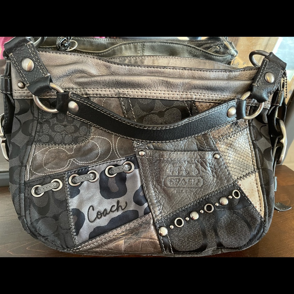Coach Black and Grey Patchwork Hobo w/ dust bag